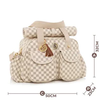 Bolsa Maternidade Lequiqui Escocesa Grande - Xadrez Cru