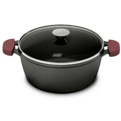 Caçarola De Ferro Fundido com Tampa de Vidro Forno/Fogão 26cm MTA 8374