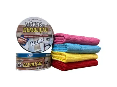 02 Cera Carnauba Lustra Moveis 200g Escura 04 Panos Micro