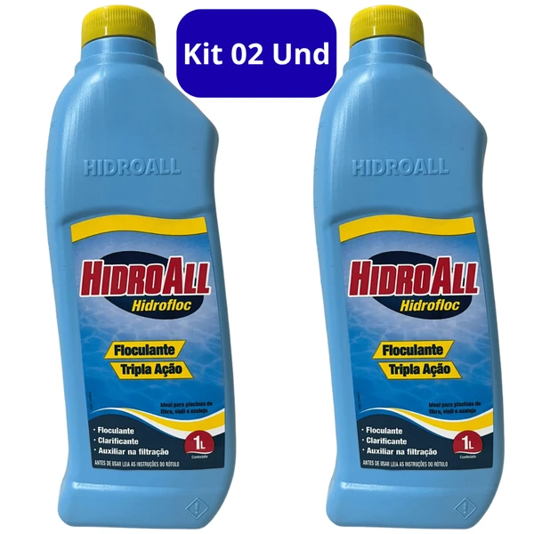 2 Clarificante Floculante Hidrofloc 1 L Tripla Ação Hidroall