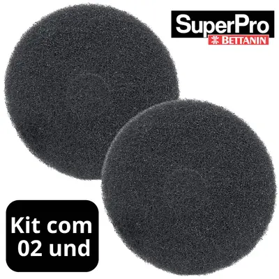 2 Disco Enceradeira Fibra Limpeza Removedor Preto 350m Betta