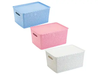 3 Caixas Organizadoras Com Tampa Grande 15 Lts Rattan Mista