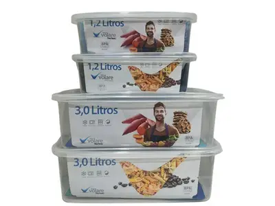 4 Potes Transparentes Volare Rischioto - Kit Penitenciária