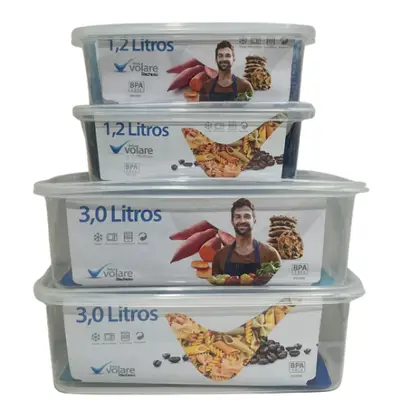 4 Potes Transparentes Volare Rischioto - Kit Presídio