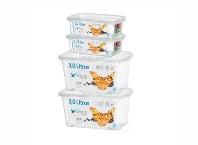 4 Potes Transparentes Volare Rischioto - Kit Presídio