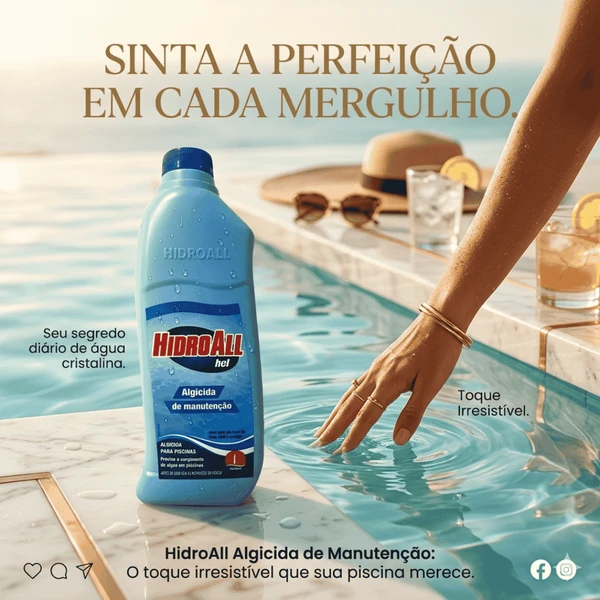 Algicida De Manutenção Hcl 01 Litro Hidroall Previne Alga