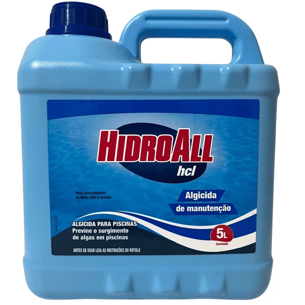 Algicida De Manutenção Hcl 05 Litros Hidroall Cor Azul