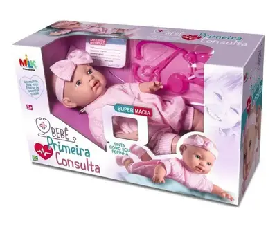 Boneca Bebê Primeira Consulta C/ Acessórios Médicos Milk 393