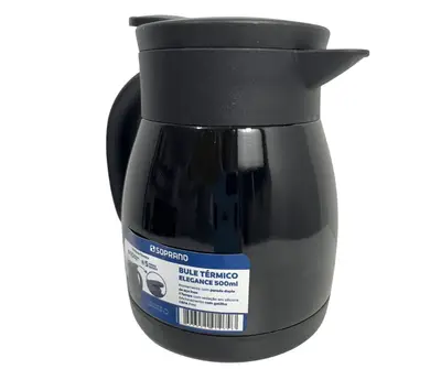 Bule Inox Elegance Garrafa Térmica Para Chá Café Água 500ml Preto