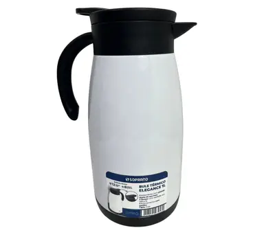Bule Térmico Soprano 1 Litro Aço Inox Com Gatilho Branco