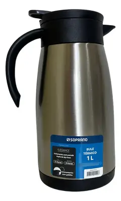 Bule Térmico Soprano 1 Litro Aço Inox Com Gatilho Prateado