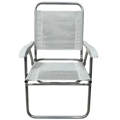 Cadeira De Praia Alta Sanete Encosto Alto Aluminio Ronchetti Cor Branco