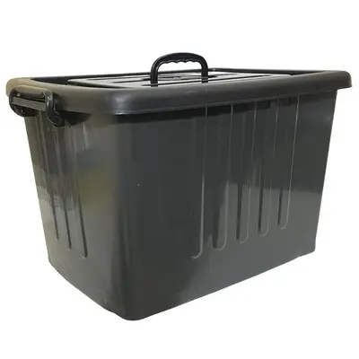 Caixa Organizador Container Bau Rodas Alca Trava 77l Cinza Listras Plasnew
