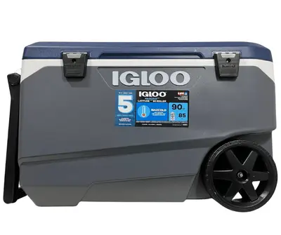 Caixa Térmica Cooler Igloo Maxcold 85 LT 90 Qt Rodas Coleman