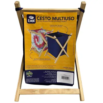 Cesto De Roupas Multi Dobrável Madeira Multiuso Bel Azul Mar