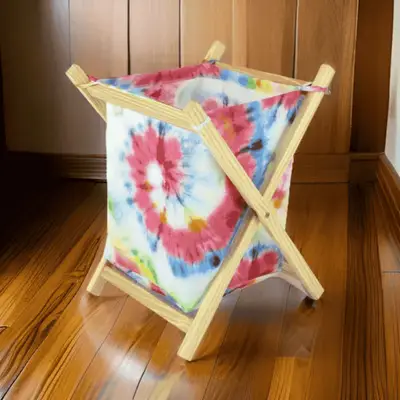 Cesto De Roupas Multi Dobrável Madeira Multiuso Bel Tie Dye