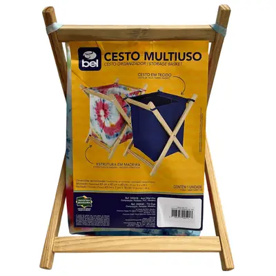 Cesto De Roupas Multi Dobrável Madeira Multiuso Bel Tie Dye