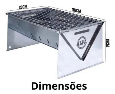 Churrasqueira Portátil Dobrável Inox Carvão Camping 1259a