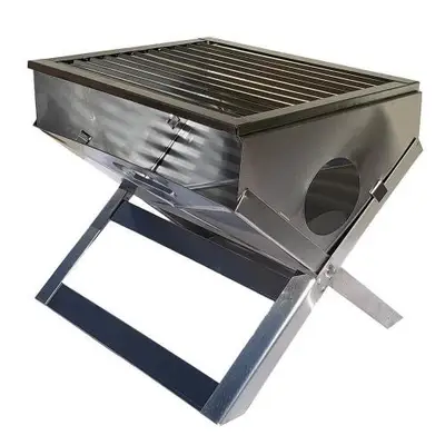 Churrasqueira Portátil Dobrável Inox Carvão Camping Suportel