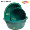Conjunto Bacias Plásticas Simples Kit 03 Un Sort 11 20 30 Lt
