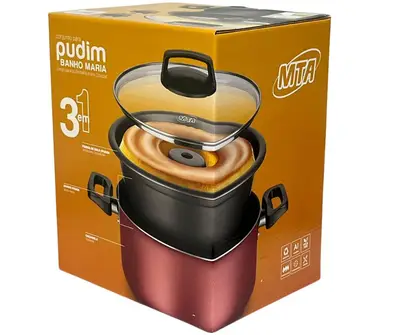 Conjunto Forma De Pudim Banho Maria Antiaderente Cereja 8923 Mta