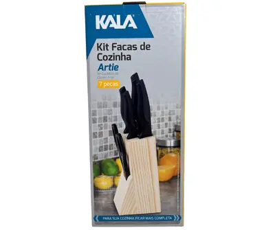 Conjunto Kit Faca de Cozinha Artie 6 p Com Cepo Suporte Kala