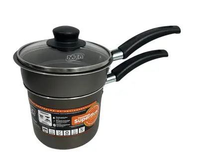 Cuscuzeira Antiaderente 1l Mta Aluminio Tampa Vidro Grafite