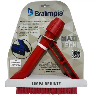 Escova Rejunte Limpa Tudo Maxi Tech Piso Vermelho Bralimpia