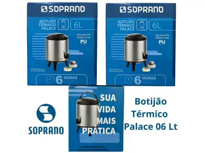 Garrafão Térmico Botijão Palace Inox 6 Litros Soprano