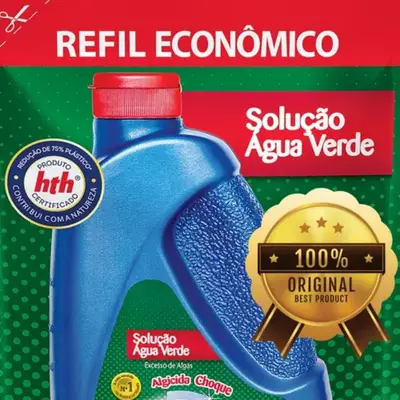 HTH Solução Água Verde Algicida Choque Refil 900ml