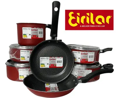 Jogo Conjunto De Panelas 7 Peças Eirilar Teflon Vermelha
