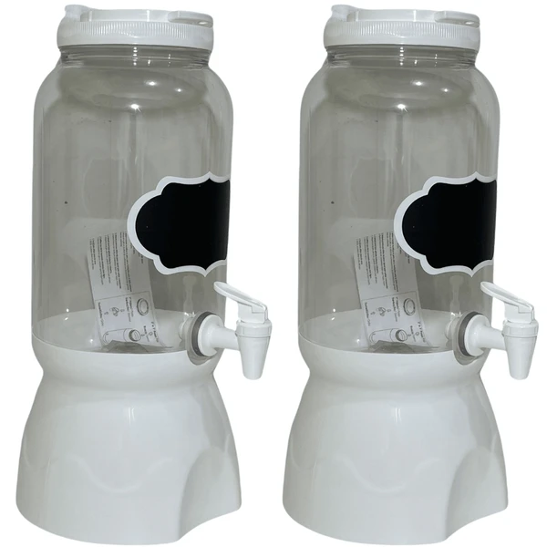 Kit 02 Suqueira Torneira Base Lousa Branca Agua Suco 3600ml