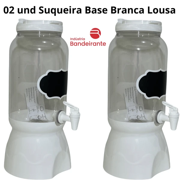 Kit 02 Suqueira Torneira Base Lousa Branca Agua Suco 3600ml