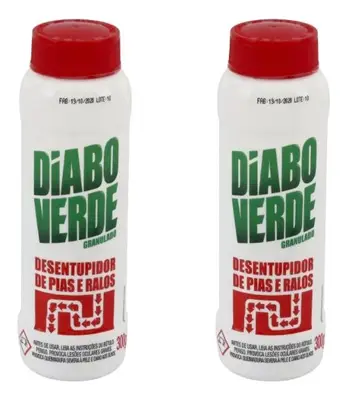 Kit 2 Diabo Verde Granulado Desentupidor De Pias Ralos 300g