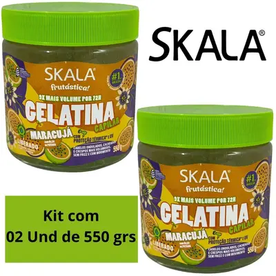 Kit 2 Gelatina Capilar Maracujá Skala Proteção Térmica 550g