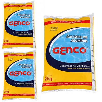 Kit 3 Sulfato Alumínio Decantador Clarifica Limpeza Piscinas Sulfato Genco