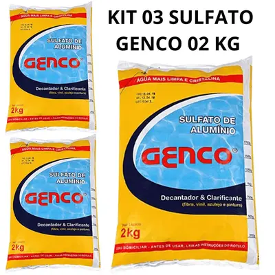 Kit 3 Sulfato Alumínio Decantador Clarifica Limpeza Piscinas Sulfato Genco