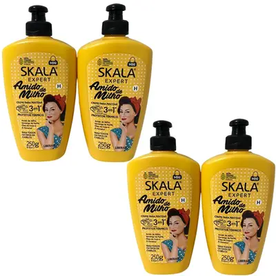 Kit 4 Creme Pentear Skala Amido de Milho Vegano 250g