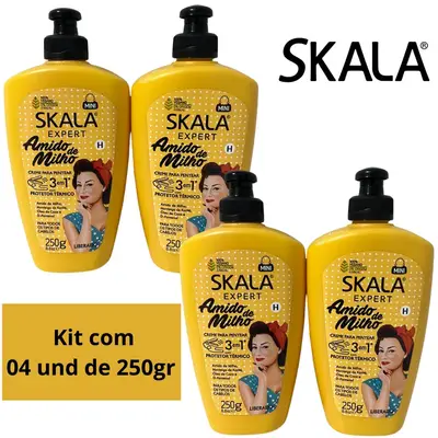 Kit 4 Creme Pentear Skala Amido de Milho Vegano 250g