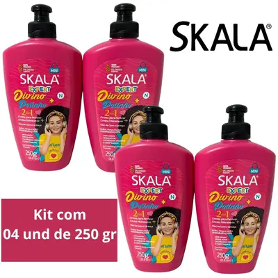 Kit 4 Creme Pentear Skala Divino Potinho Nutrição Vegan 250g