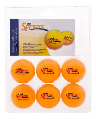 Kit Com 6 Bolinhas Tênis De Mesa Ping Pong 40 484000 Belfix