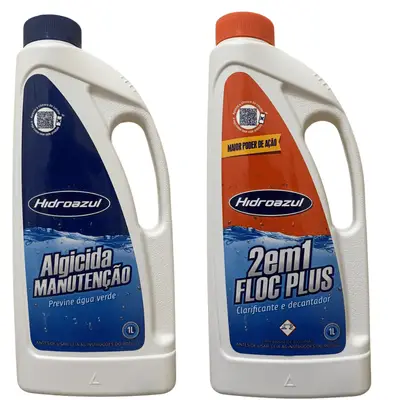 Kit Floc Plus 2x1 Clarificante Algicida Manut Hidroazul 1 Lt