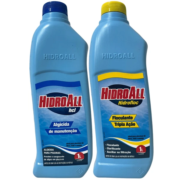 Kit Hidroall Clarificante Floculante Algi Manutenção 1 Litro