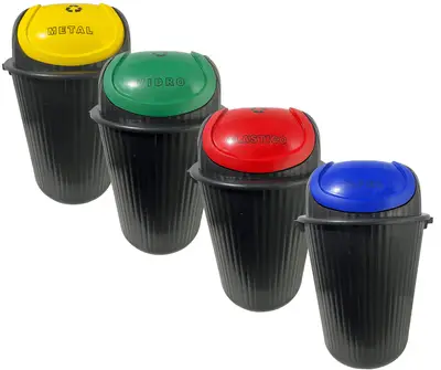 Kit Lixeiras Cesto Recicláveis Coloridas Coleta 86 L Antares