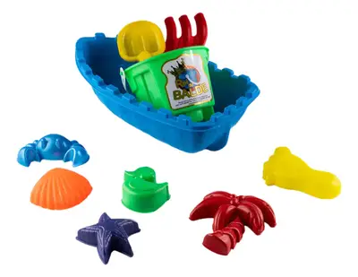 Kit Praia Criança Balde Barco Pázinha Forminha Brinquedo