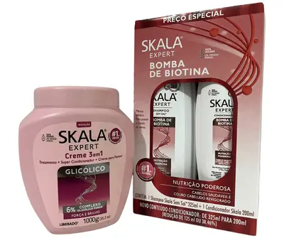 Kit Skala Creme 01 kg 3 em 1 + Shampoo + Condicionador