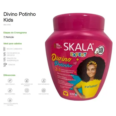 Kit Skala Creme 01 kg Divino Kids Potinho + Shampoo + Condicionador
