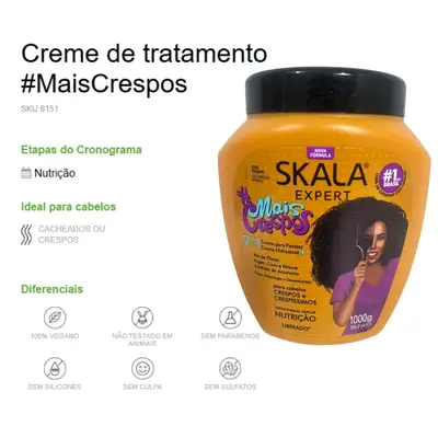 Kit Skala Creme 01 kg Mais Crespos + Shampoo + Condicionador