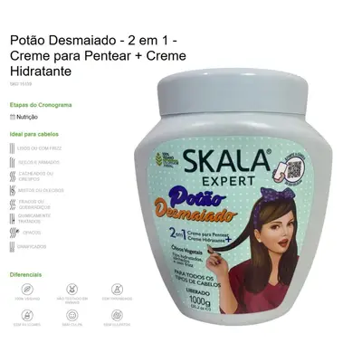 Kit Skala Creme 01 kg Potão Desmaiado + Shampoo + Condicionador