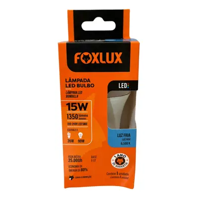 Lampada Led Bulbo 15w 6500 K Foxlux Bivolt Kit 04 Und